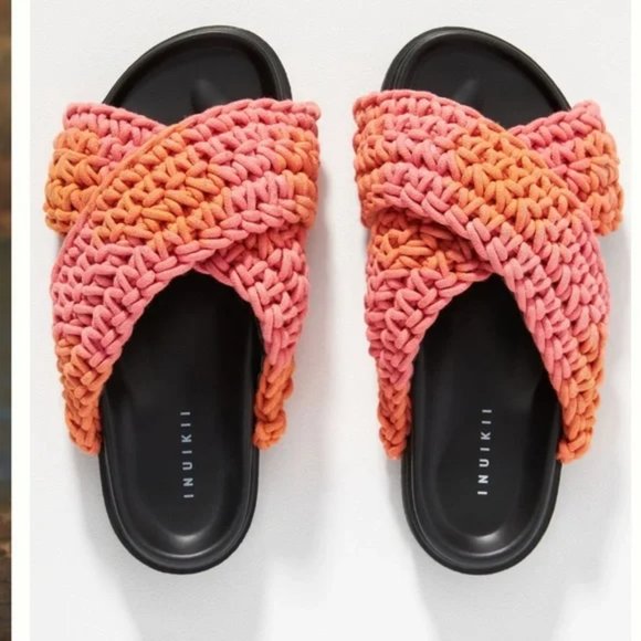 Inuikii Shoes - INUIKII Crochet Criss Cross Slide Sandals NWT - Size 8
